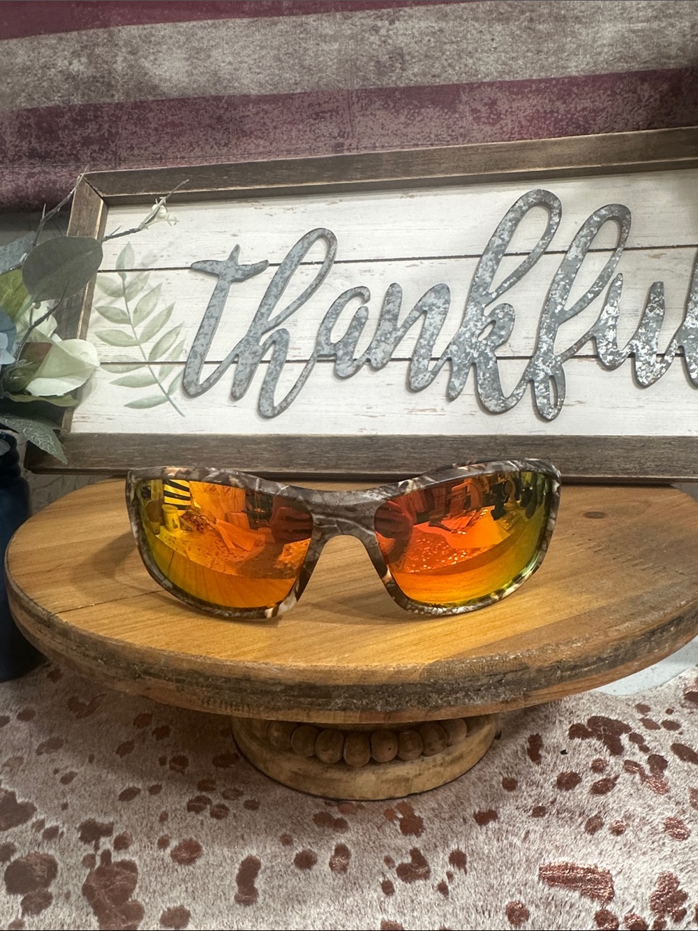 Men's Sport Sunglasses with Amber Mirrored Lenses - Patterned  camo Frame - Picture 2 of 5